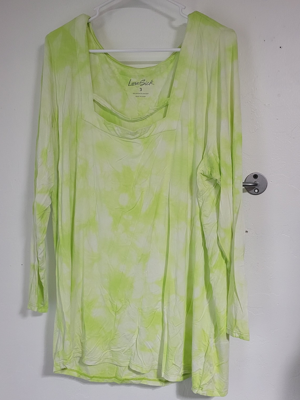 Lovesick Lime Green Tie-Dye Long Sleeve Top
